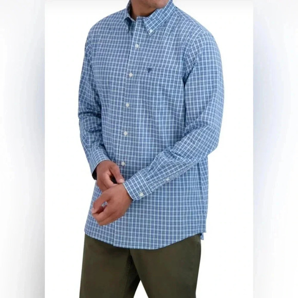Chaps Classic Dark Blue Mens Long Sleeve Collared Button Gingham Shirt XL NWT - Picture 2 of 13